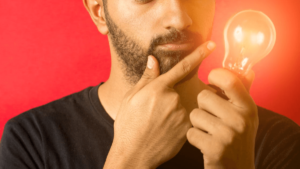 man with light bulb